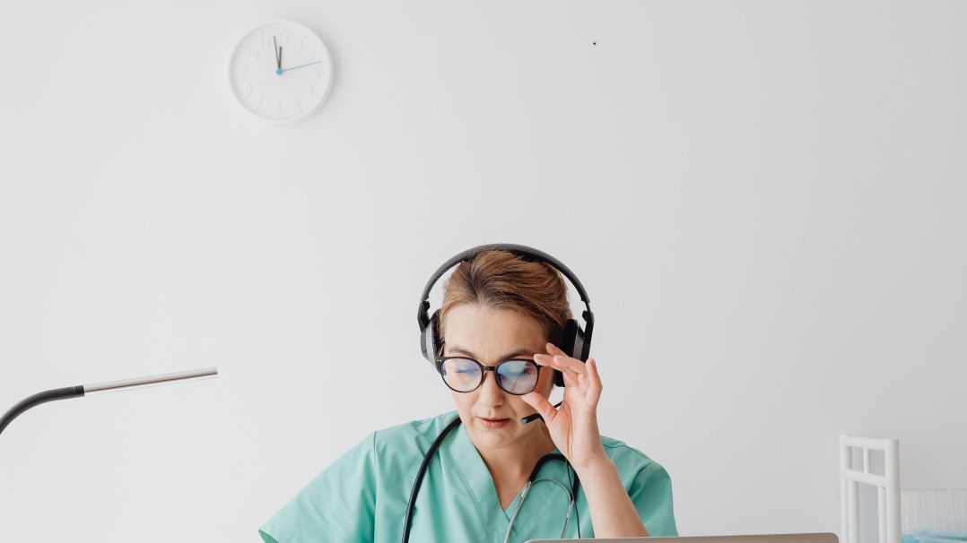 Teleradiologist working from her office.